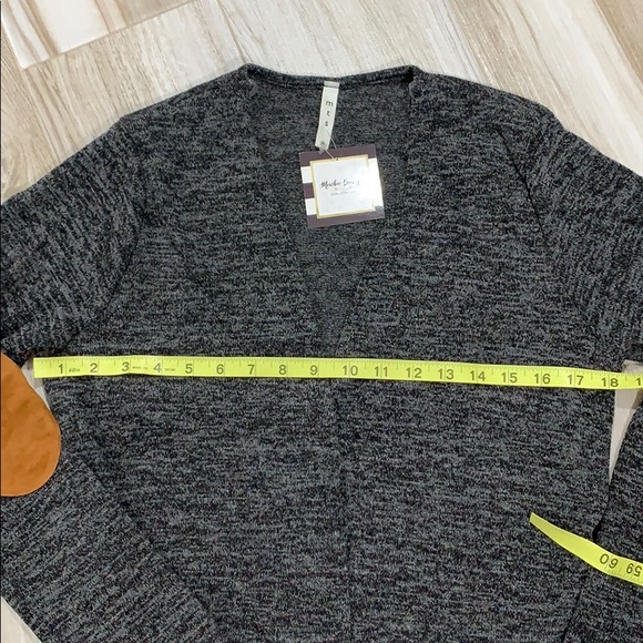 Charcoal Gray Cardigan with Brown Elbow Patch - Picture 5 of 8